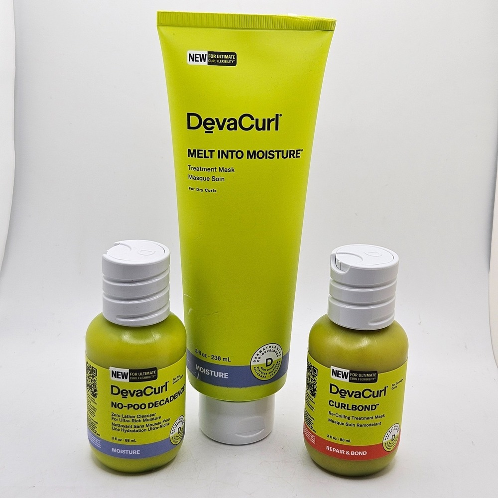 NEW DevaCurl Hair Care Bundle No-Poo Decadence CurlBond Moisture 3 Pc Sealed